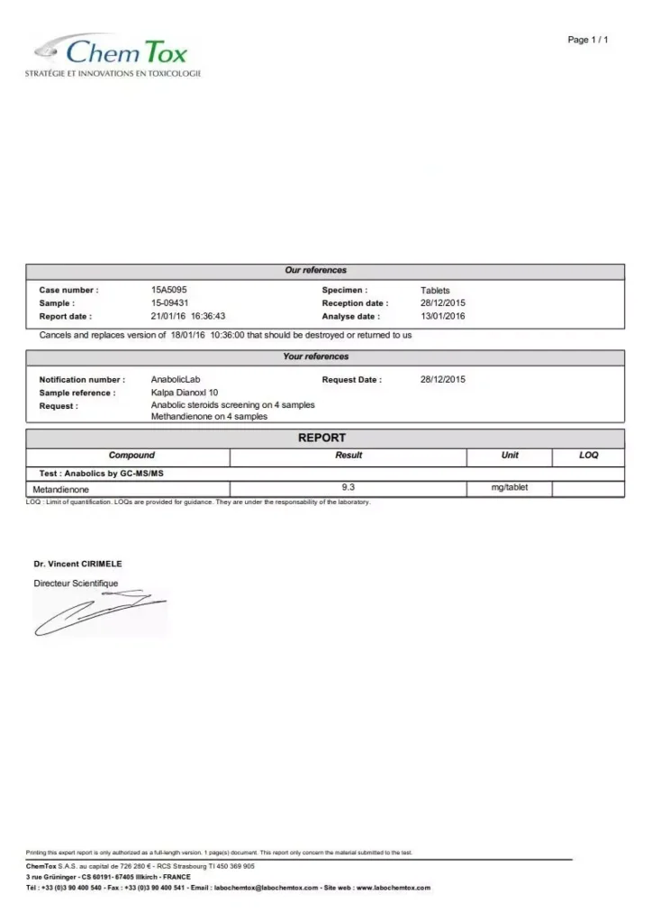 dianoxyl 10 lab test report